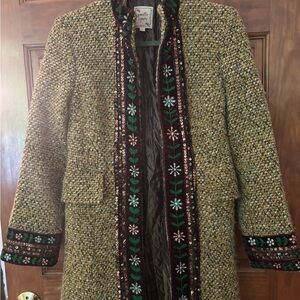 Green Tweed Sequined Nanette Lepore Coat